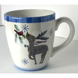 Holiday Christmas Coffee Cocoa Tea Mug Cup Royal Seasons Reindeer Bird 22 oz